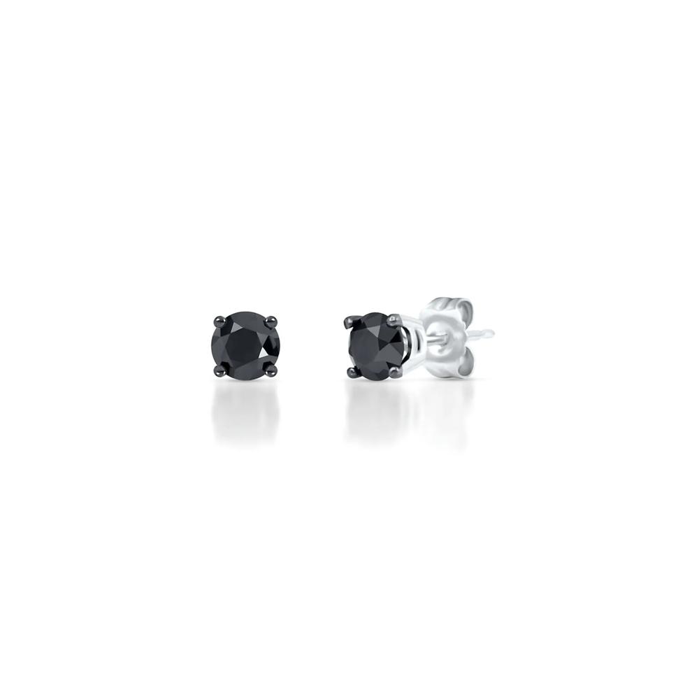 1 ct. tw. Black Diamond Stud Earrings in 14K White Gold – Image 1 of 2