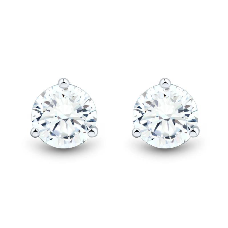 Lab Grown Diamond Round Martini Stud Earrings in 14K White Gold &#40;4 ct. tw.&#41; – Image 2 of 3
