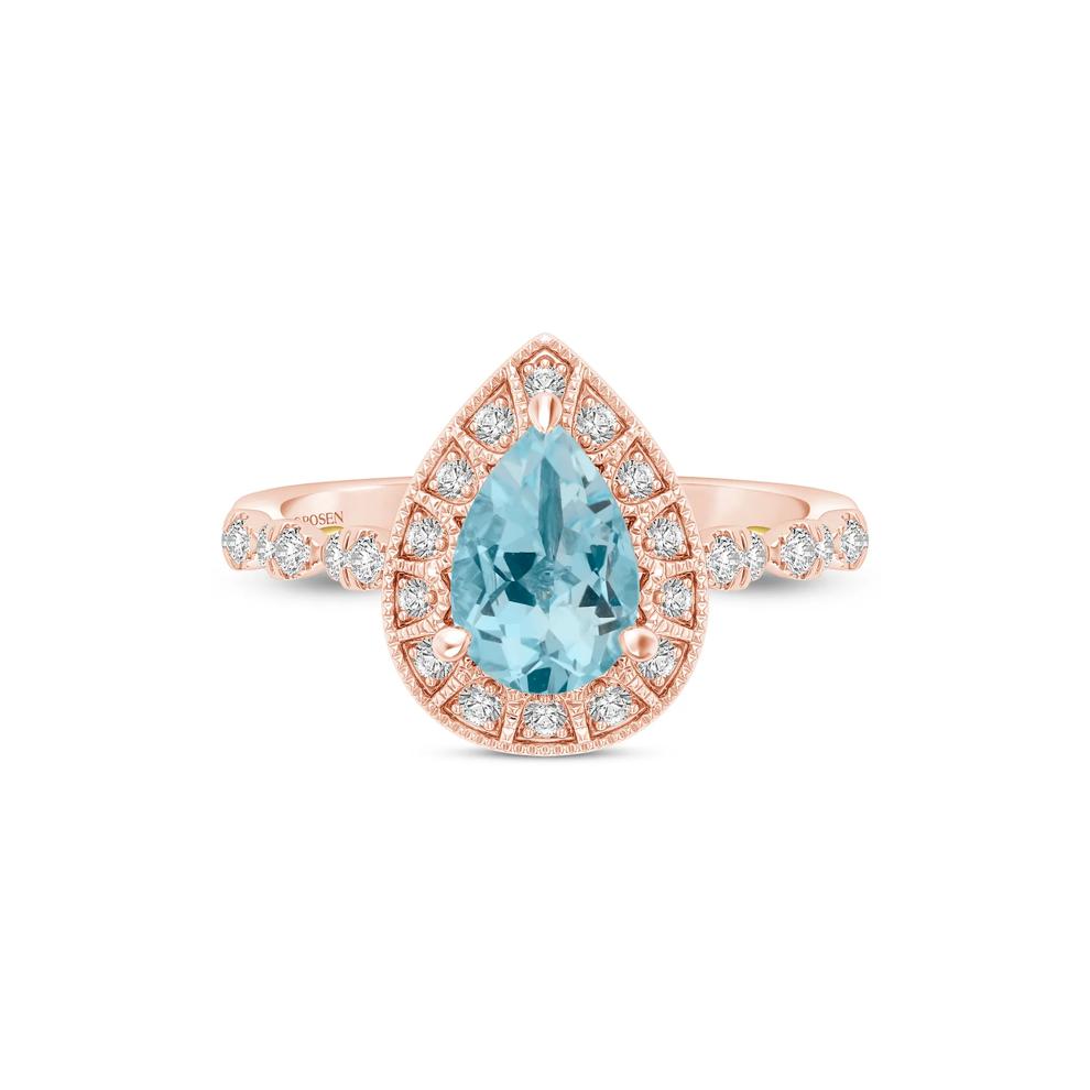 Pear-Shaped Blue Topaz and Diamond Engagement Ring in 14K Rose Gold (1/4 ct. tw.) – Image 1 of 3