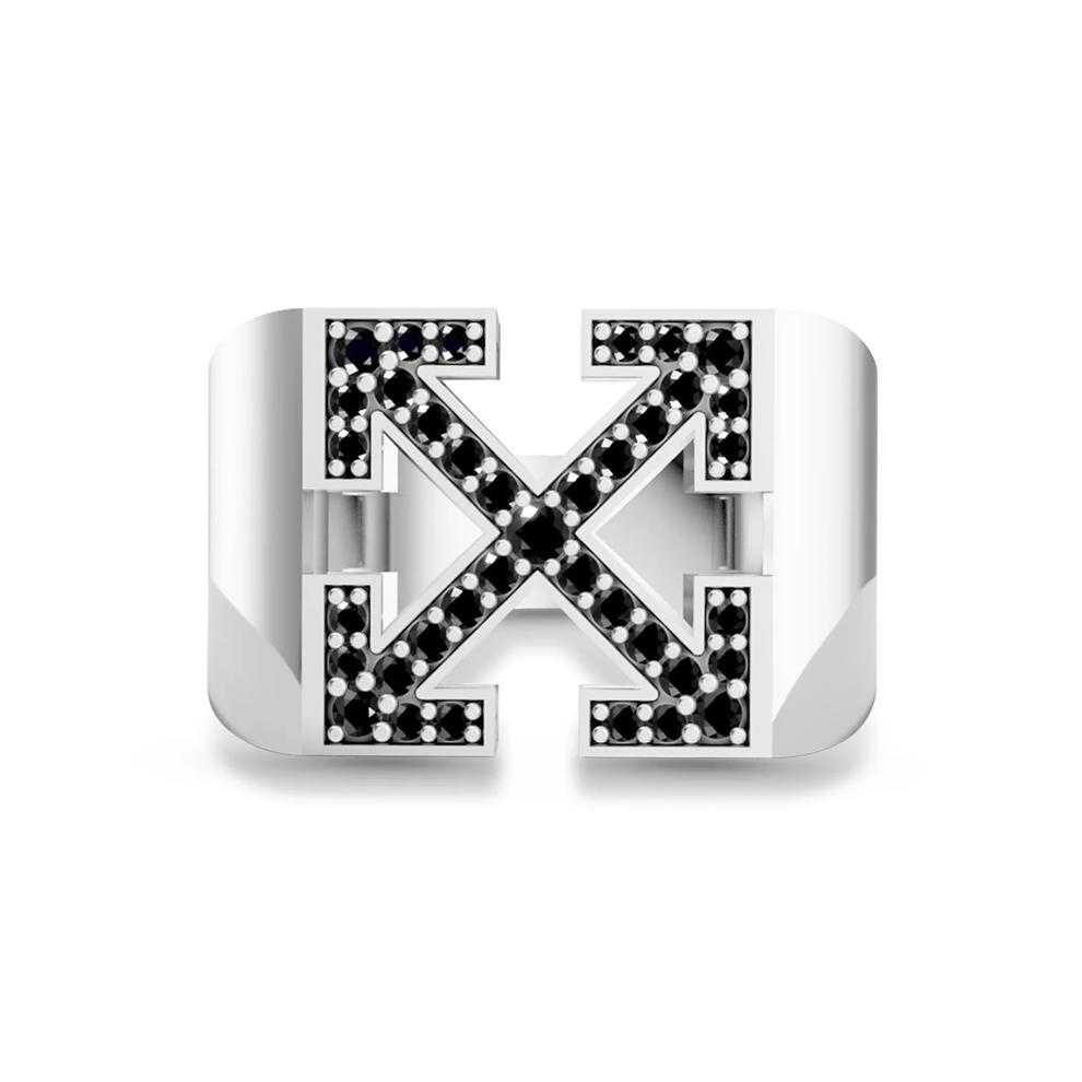 Men's Black Lab Grown Diamond Arrow Design Ring in Sterling Silver (1/2 ct. tw.) – Image 1 of 4