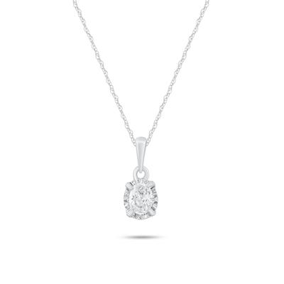 Lab Grown Diamond Oval Illusion Pendant Necklace in 10K Gold