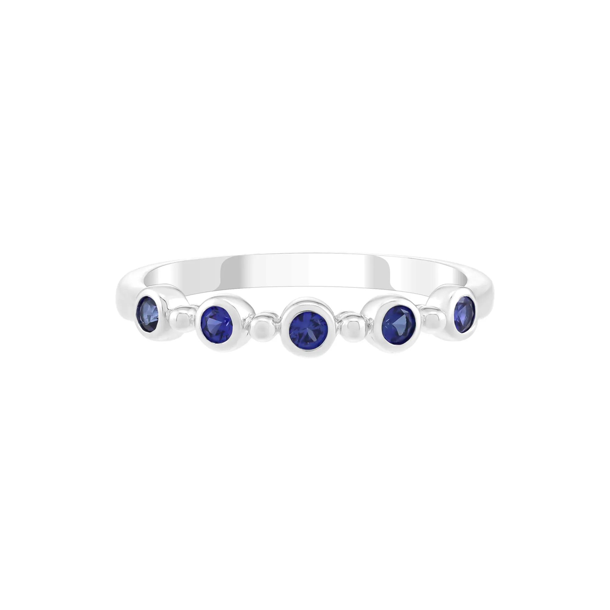 Lab-Created Gemstone Bezel Stack Ring in Sterling Silver