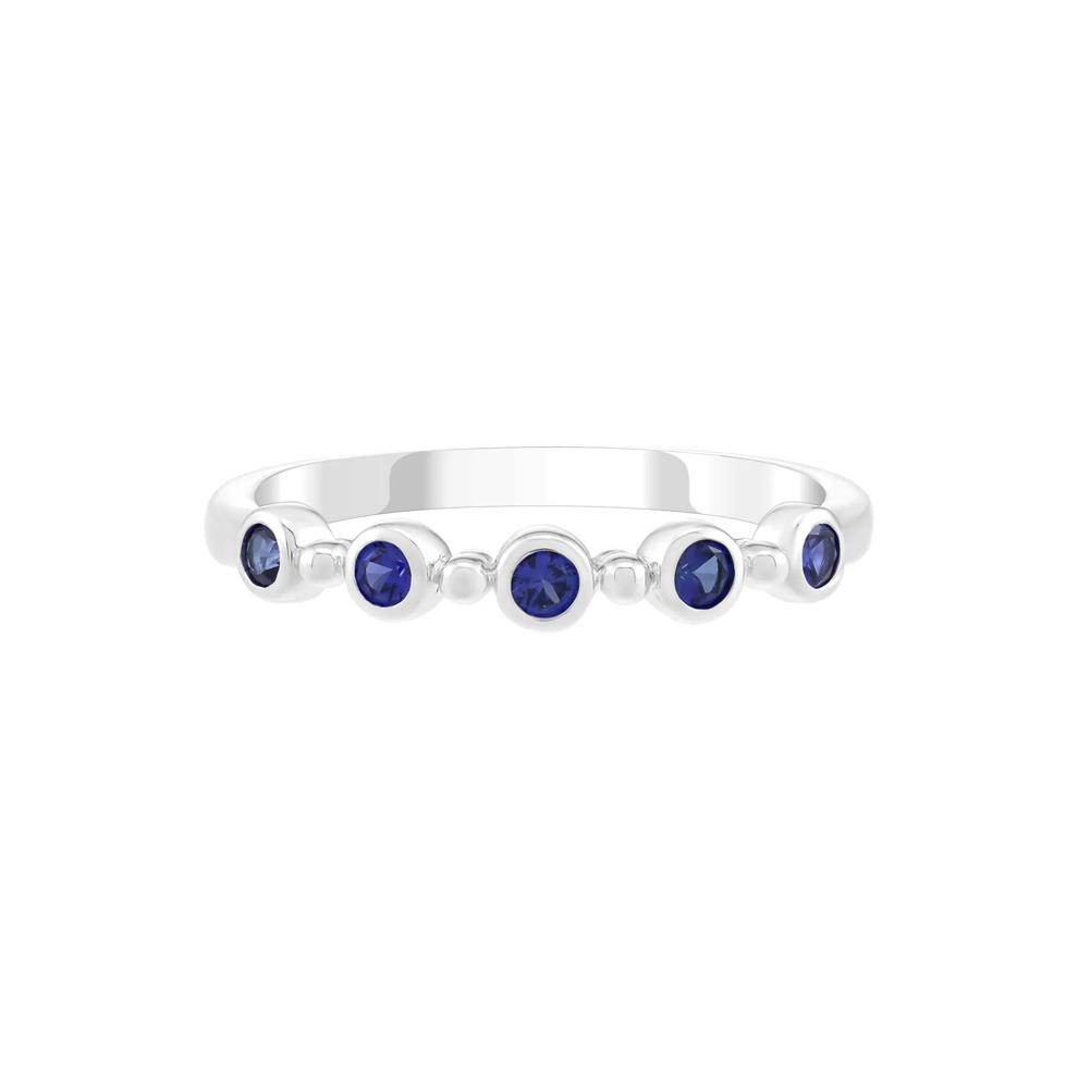 Lab-Created Blue Sapphire Bezel Stack Ring in Sterling Silver – Image 1 of 3