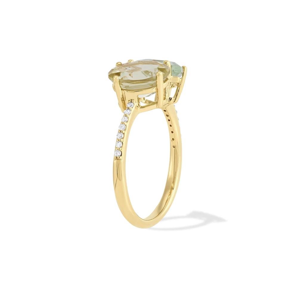 Amethyst, Quartz &amp; Diamond Accent Ring in 14K Yellow Gold – Image 3 of 4