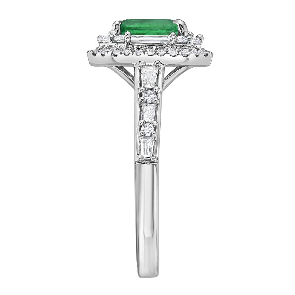 Emerald-Cut Emerald &amp; Diamond Ring in 18K White Gold (3/4 ct. tw.) – Image 3 of 5