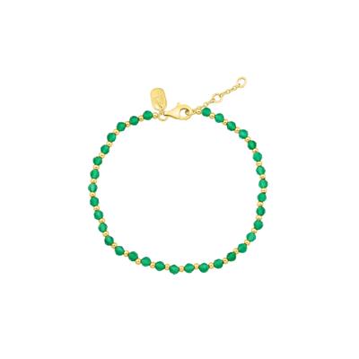 Black Onyx Beaded Bracelet in Vermeil, 7.5"