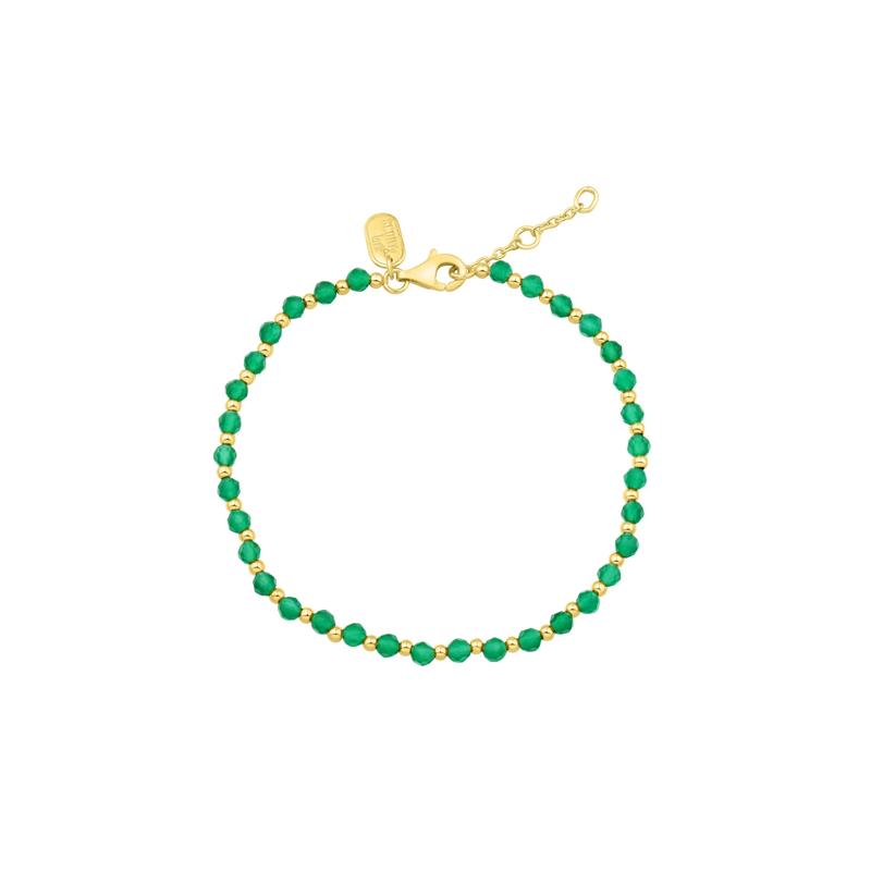 Green Onyx Beaded Bracelet in Vermeil, 7.5&quot; – Image 1 of 1