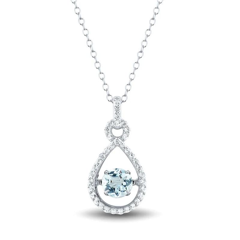 The Beat of Your Heart&amp;&#35;174; Aquamarine &amp; Lab Created White Sapphire Pendant in Sterling Silver – Image 1 of 1