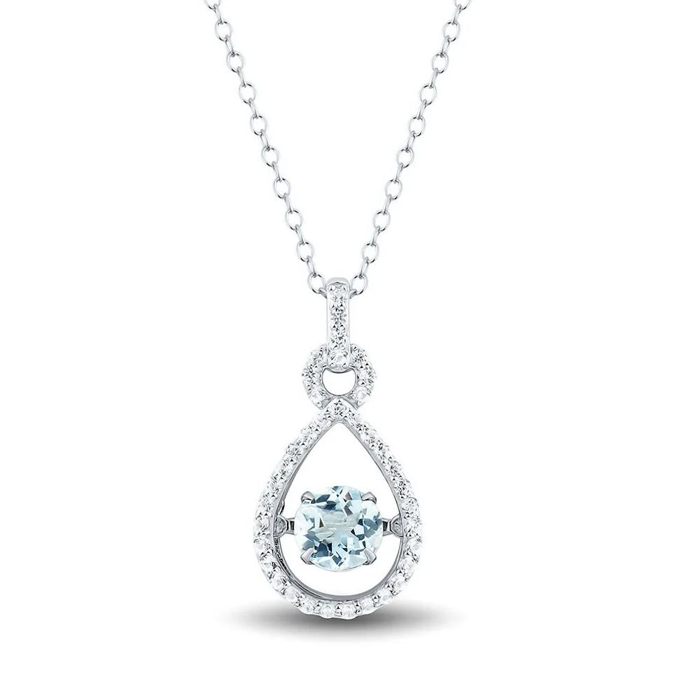 The Beat of Your Heart&amp;#174; Aquamarine &amp; Lab Created White Sapphire Pendant in Sterling Silver – Image 1 of 1