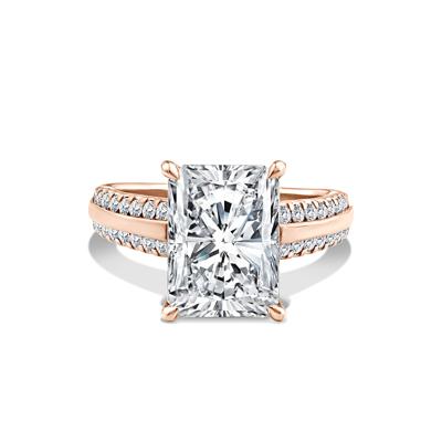 Lab Grown Diamond Radiant Center Engagement Ring in 14K Rose Gold (5 1/2 ct. tw.)