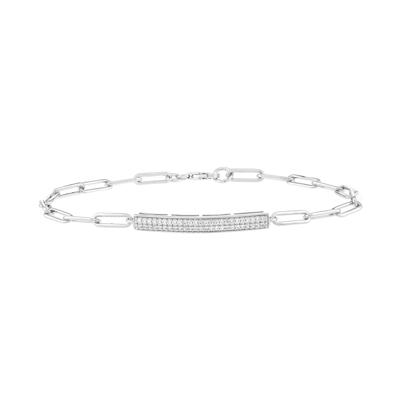 Lab-Created White Sapphire Paperclip Bracelet in Sterling Silver