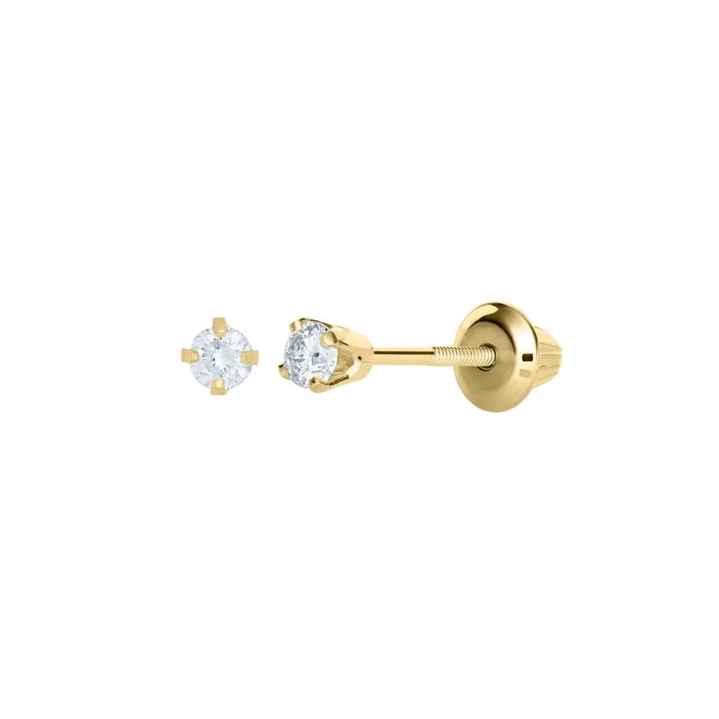 Children&#39;s Diamond Earrings in 14K Yellow Gold &#40;1/10 ct. tw.&#41; – Image 1 of 1