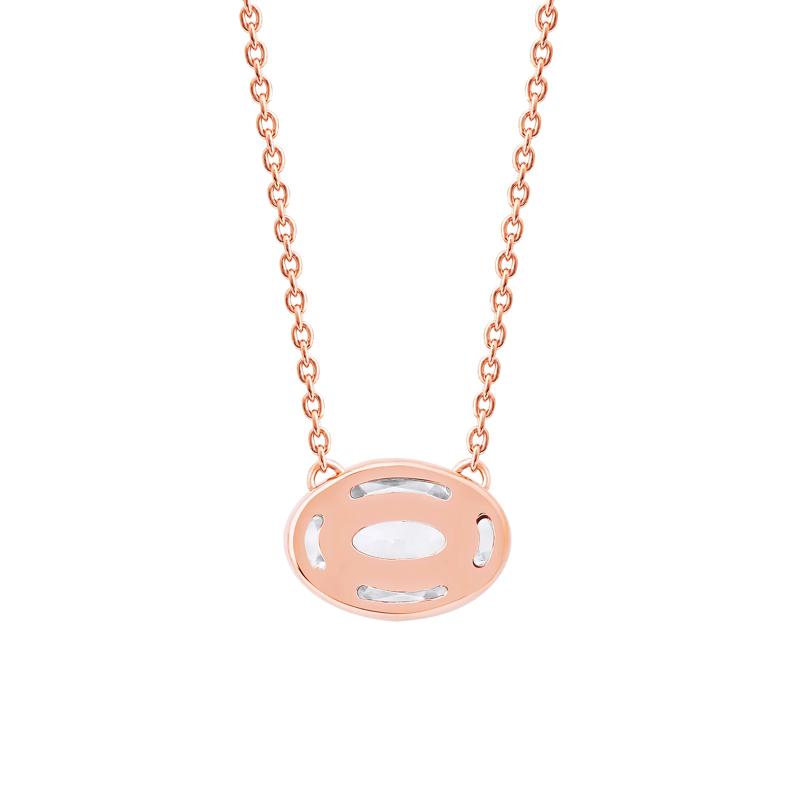 Lab Grown Diamond Oval-Shaped Solitaire Bezel Pendant in 10K Rose Gold &#40;1 ct. tw.&#41; – Image 3 of 4