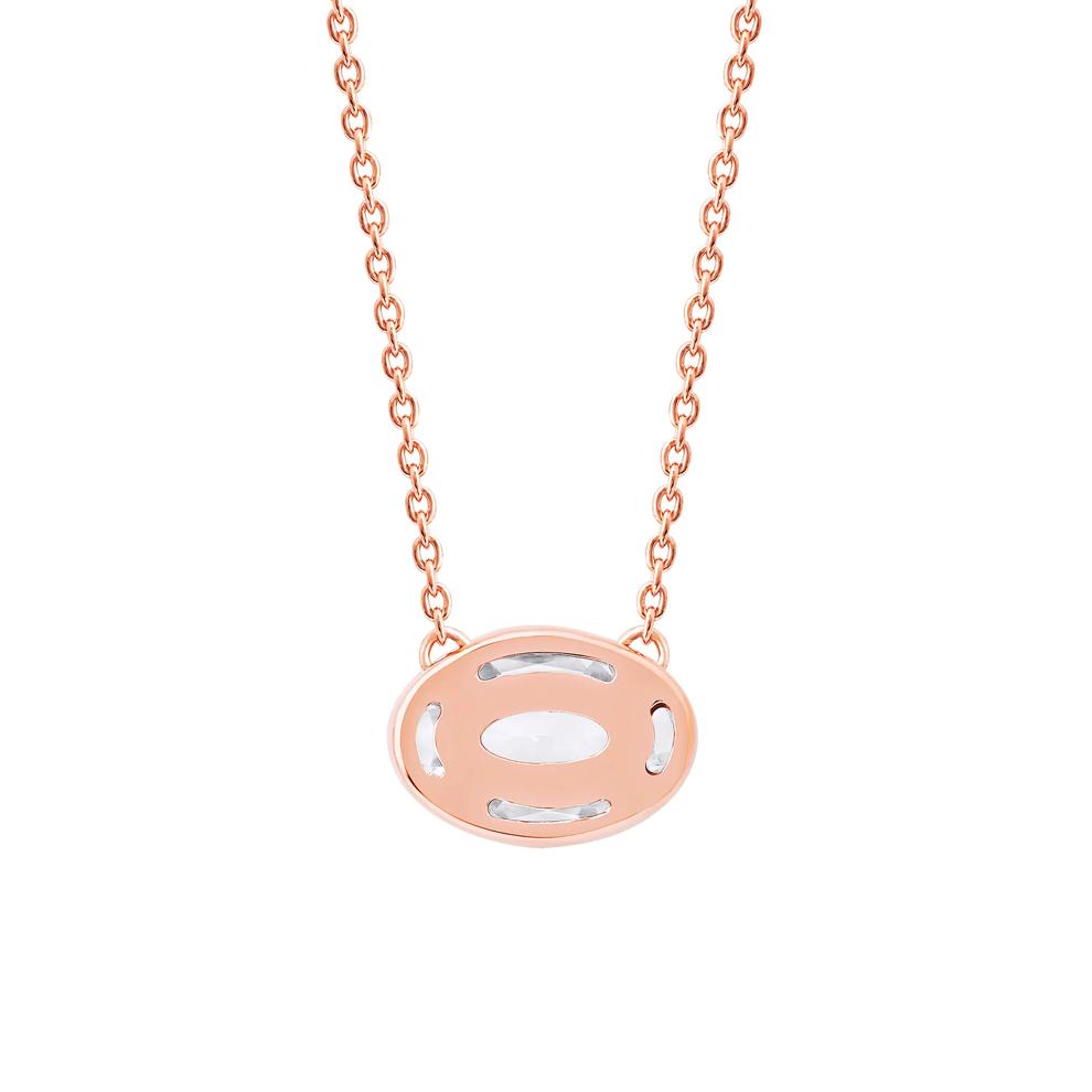 Lab Grown Diamond Oval-Shaped Solitaire Bezel Pendant in 10K Rose Gold (1 ct. tw.) – Image 3 of 4