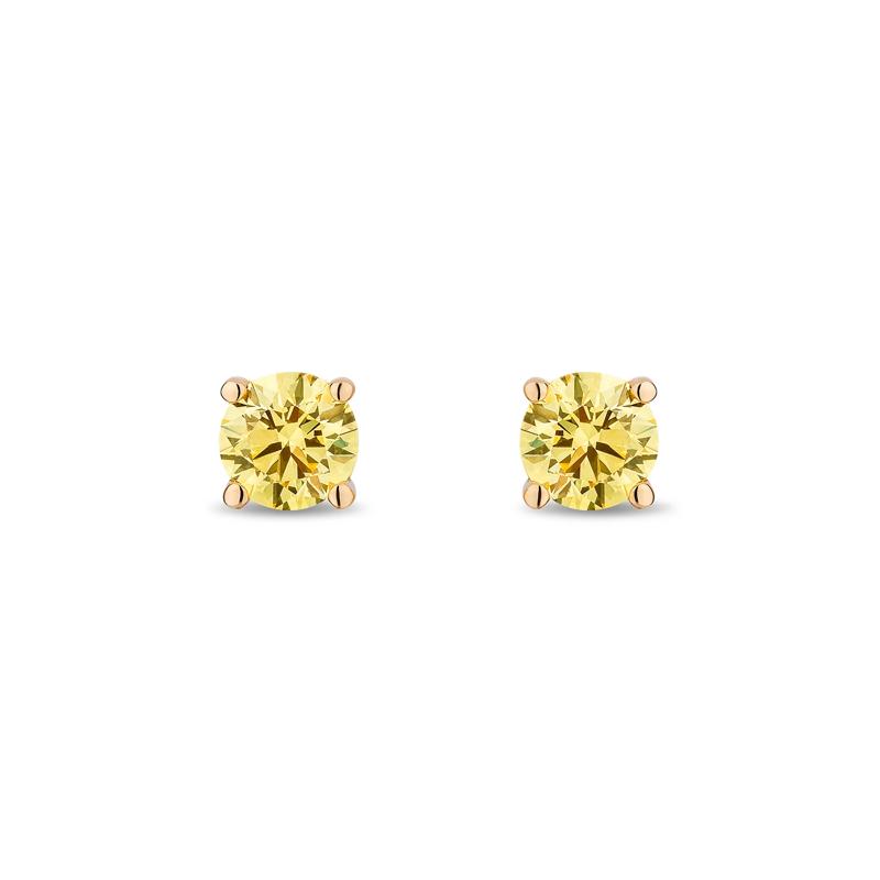 Lab Grown Yellow Diamond Solitaire Earrings in 14K Yellow Gold &#40;1/2 ct. tw.&#41; – Image 2 of 2