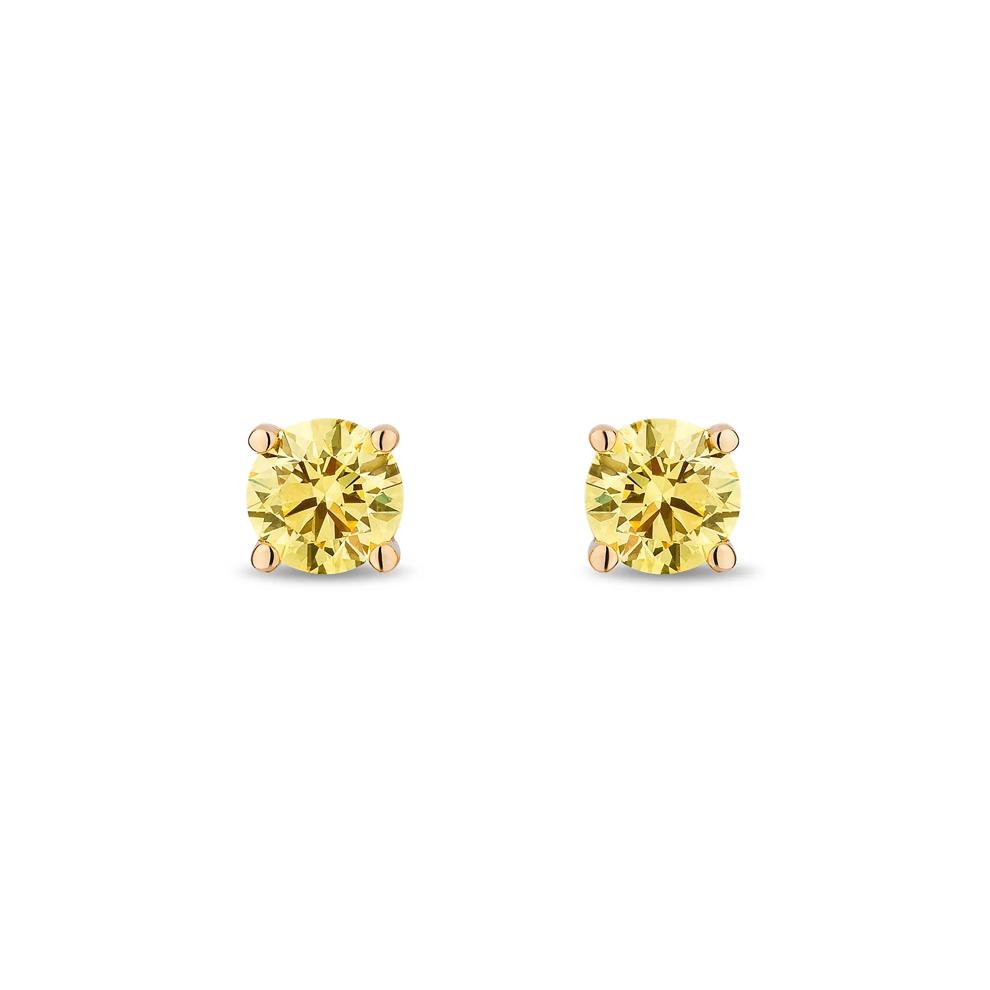 Lab Grown Yellow Diamond Solitaire Earrings in 14K Yellow Gold (1/2 ct. tw.) – Image 2 of 2