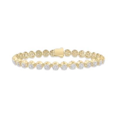 Men's Lab Grown Diamond Cluster Tennis Bracelet in 10K Yellow Gold, 8.5" (2 ct. tw.)