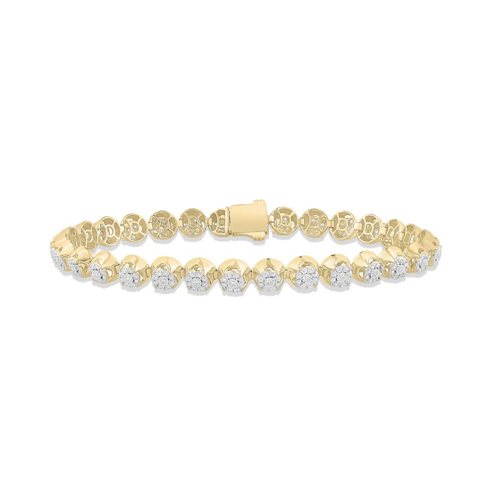 Men's Lab Grown Diamond Cluster Tennis Bracelet in 10K Yellow Gold, 8.5" (2 ct. tw.) – Image 1 of 2