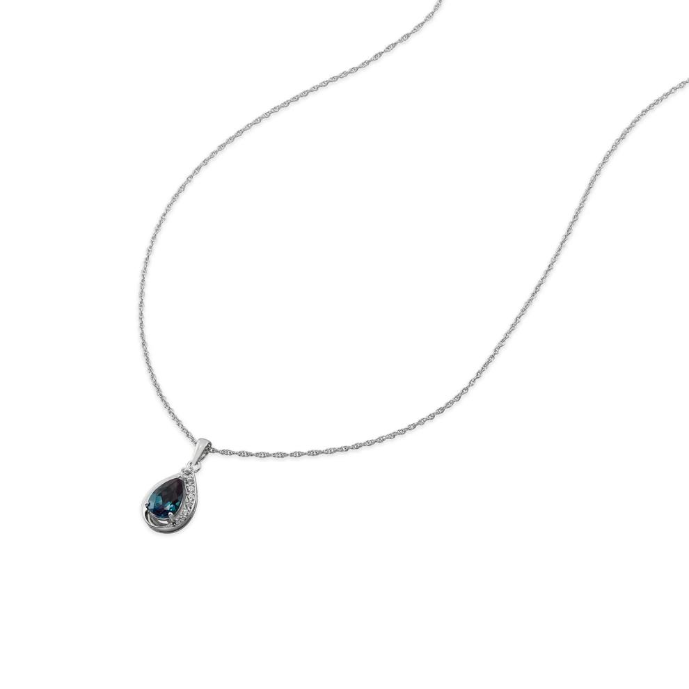 Lab-Created Alexandrite &amp; Lab-Created White Sapphire Pear-Shaped Pendant in Sterling Silver – Image 3 of 5