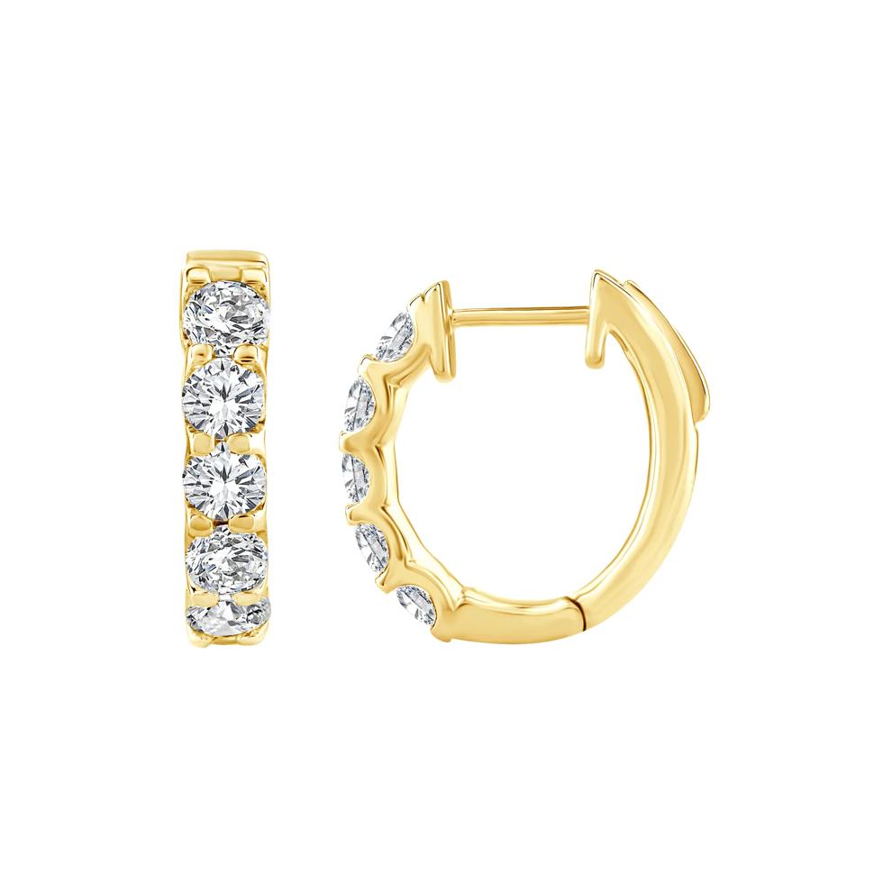 Lab Grown Diamond Hoop Earrings in 10K Yellow Gold (2 ct. tw.) – Image 2 of 2