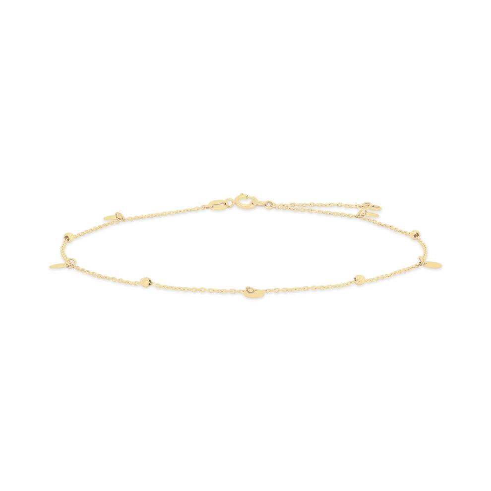 Diamond-Cut Dangle Disc Anklet in 14K Yellow Gold, 10" – Image 2 of 2