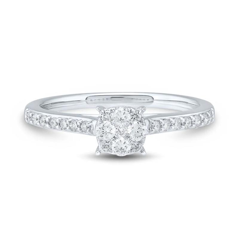 Round-Shaped Lab Grown Diamond Promise Ring in 10K White Gold &#40;1/3 ct. tw.&#41; – Image 1 of 3