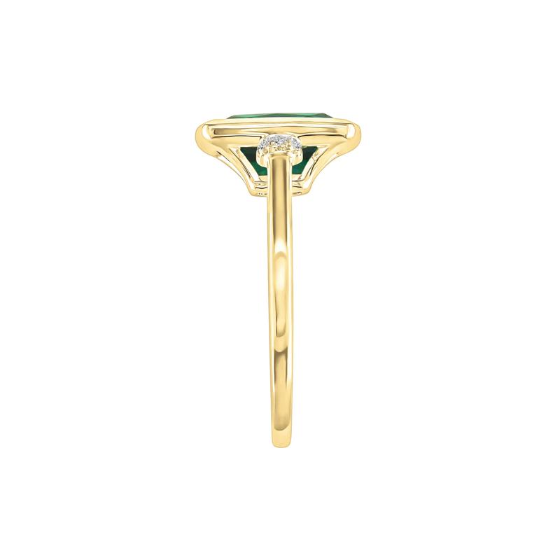 Lab-Created Emerald and Diamond Accent Ring in 10K Yellow Gold – Image 3 of 3