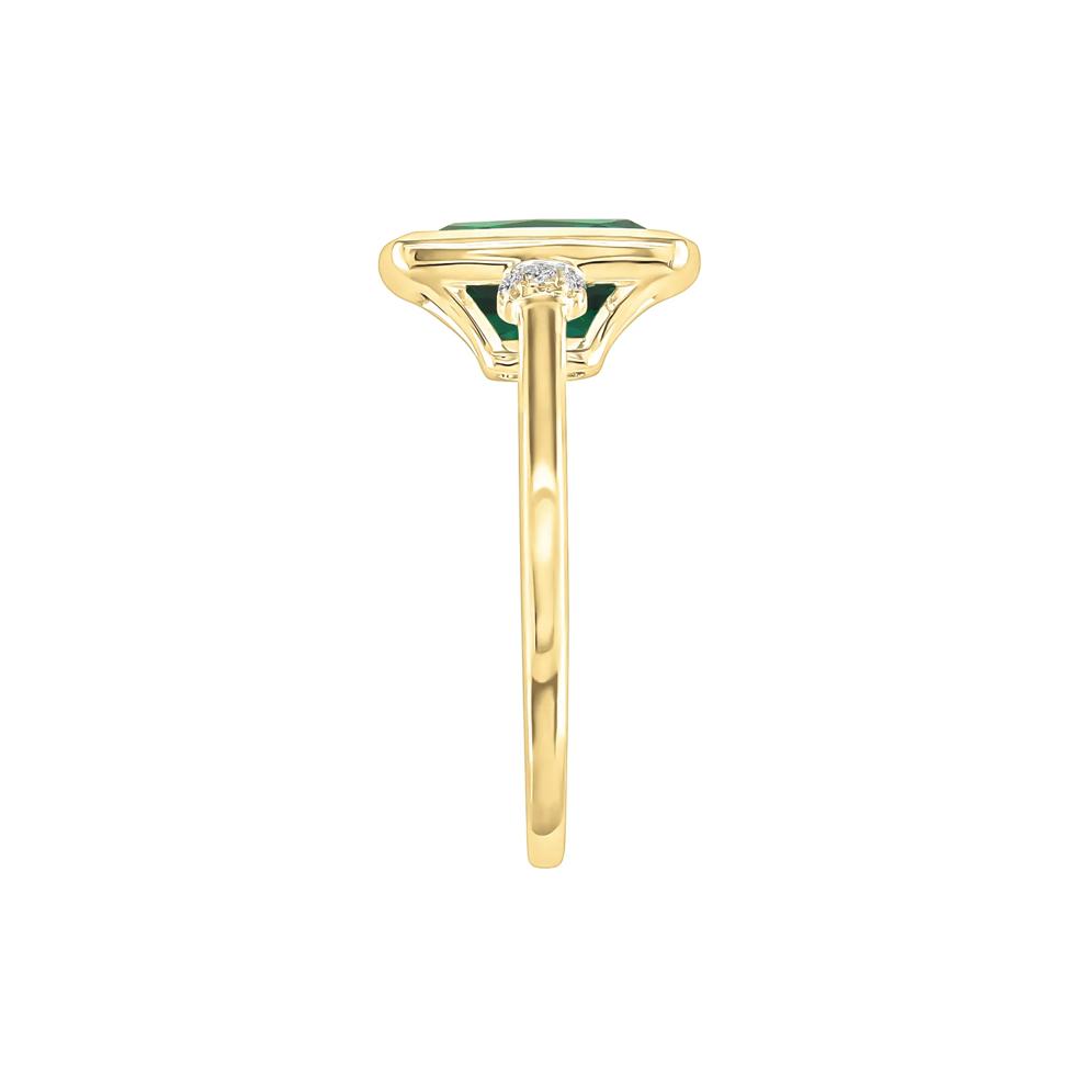 Lab-Created Emerald and Diamond Accent Ring in 10K Yellow Gold – Image 3 of 3