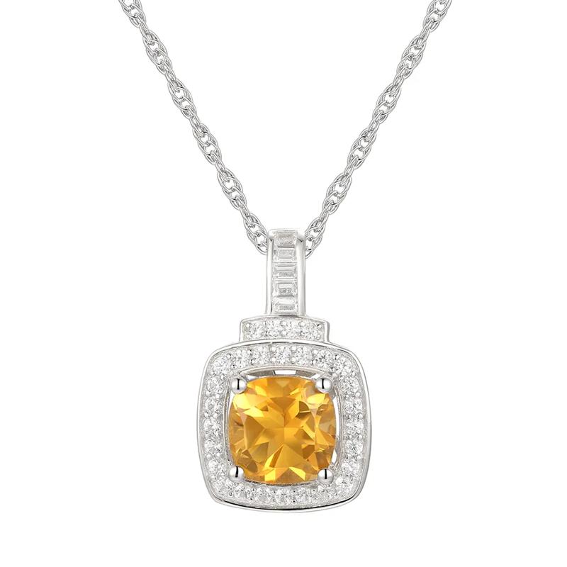 Cushion-Cut Citrine &amp; Lab Created White Sapphire Earring, Pendant &amp; Ring Set in Sterling Silver – Image 5 of 9