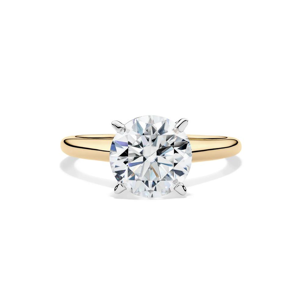 Lab-Created Moissanite Round Solitaire Ring in 10K Yellow Gold (2 ct. dew) – Image 1 of 3