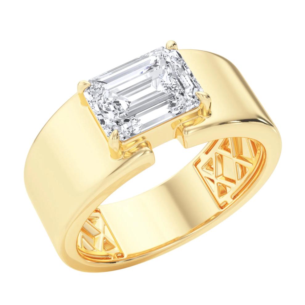 Lab Grown Diamond Emerald-Cut East West Engagement Ring in 14K Yellow Gold (2 ct. tw.) – Image 5 of 5