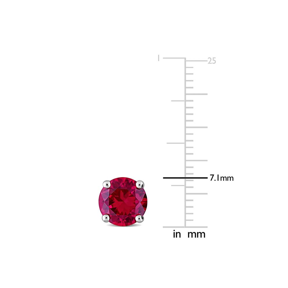 Lab Created Ruby Stud Earrings with Heart Baskets in Sterling Silver – Image 2 of 3