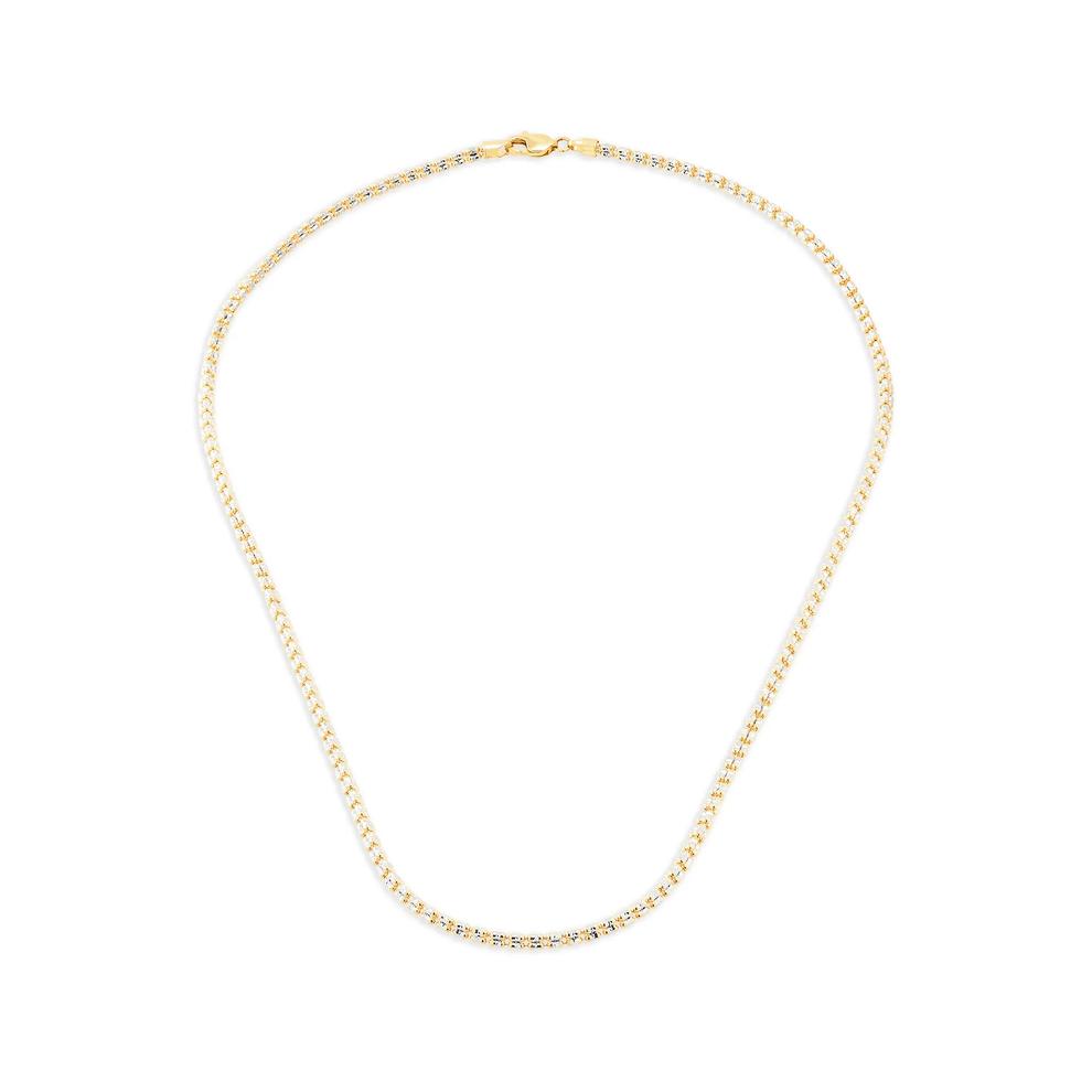Polished Diamond-Cut Iced Chain in 10K Yellow &amp; White Gold, 1.3mm, 18" – Image 2 of 4