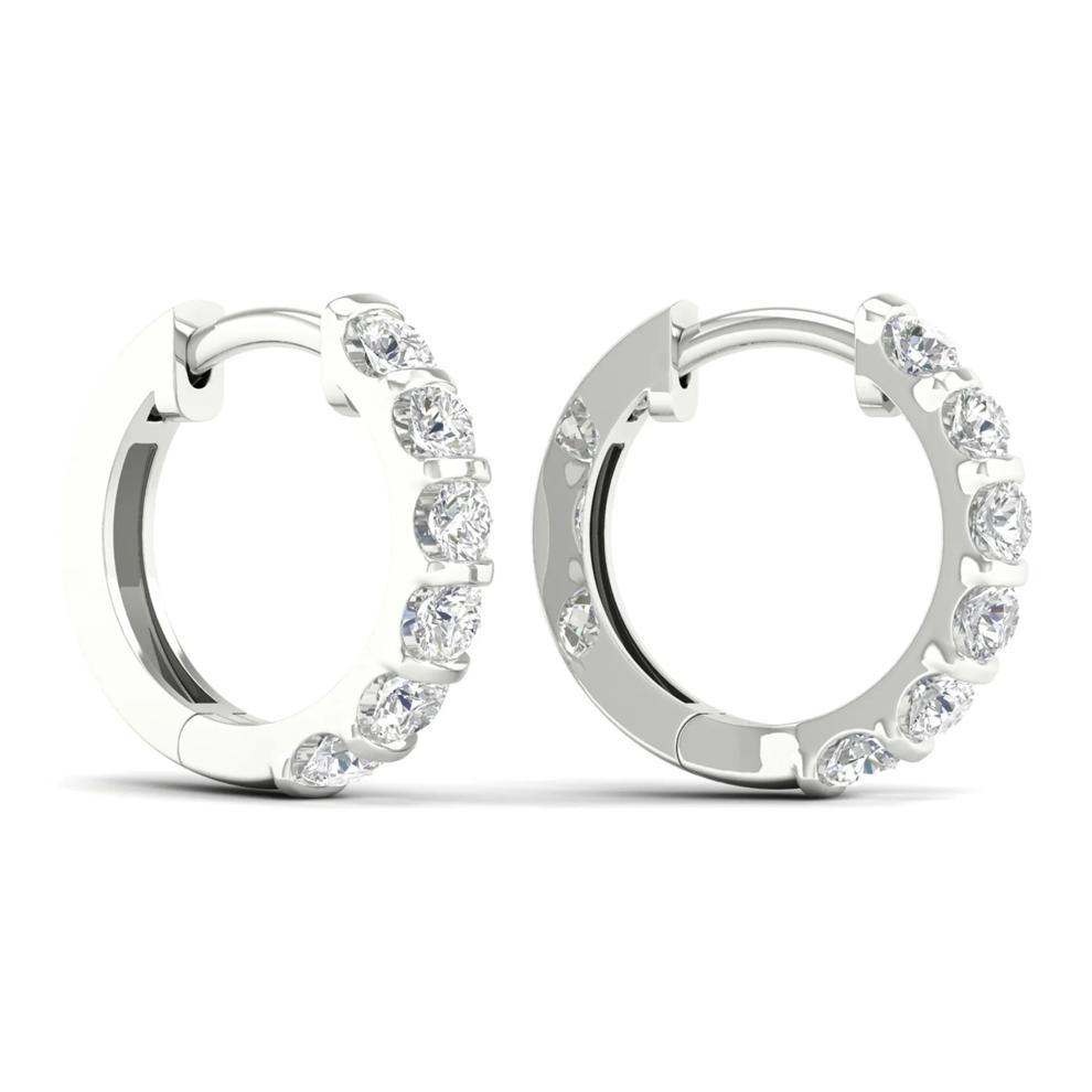 Lab Grown Diamond Hoop Earrings in 10K White Gold (1 ct. tw.) – Image 3 of 4