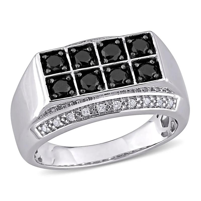 Men&rsquo;s Black &amp; White Diamond Ring in Sterling Silver &#40;1 ct. tw.&#41; – Image 4 of 5