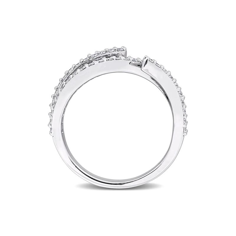 Lab-Created Moissanite Open Bypass Ring in Sterling Silver – Image 2 of 7