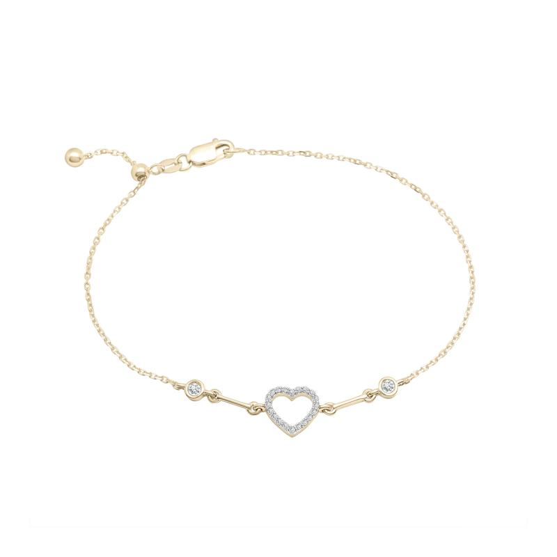 Diamond Heart Bracelet in 10K Yellow Gold (1/7 ct. tw.) – Image 1 of 1