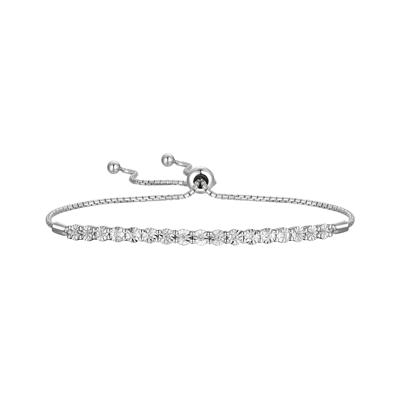 Round Diamond Bolo Bracelet in Sterling Silver