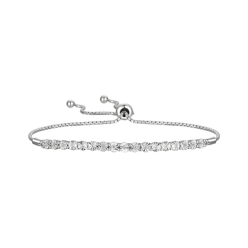 Round Diamond Bolo Bracelet in Sterling Silver – Image 1 of 2