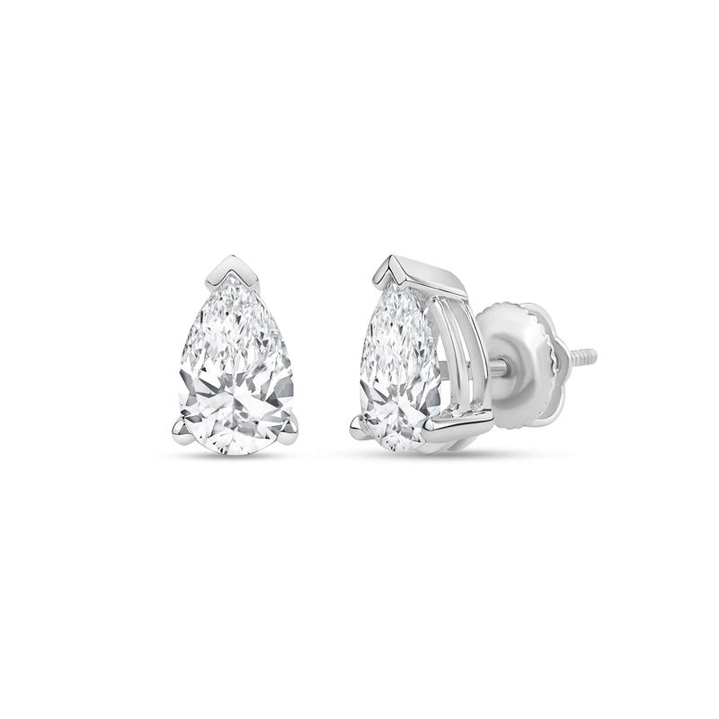 Lab Grown Diamond Pear-Shaped Solitaire Stud Earrings in 14K White Gold &#40;2 ct. tw.&#41; – Image 1 of 3