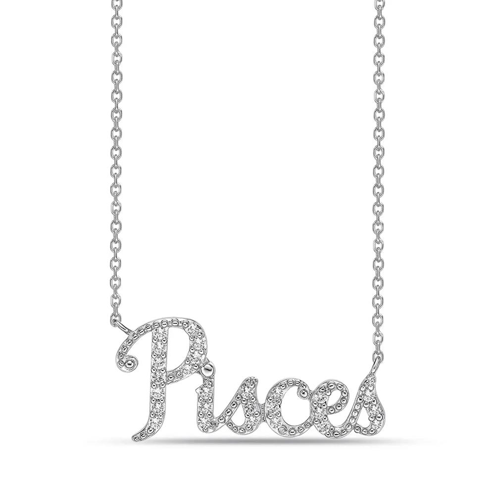 Pisces Lab Created White Sapphire Necklace in Sterling Silver – Image 1 of 3