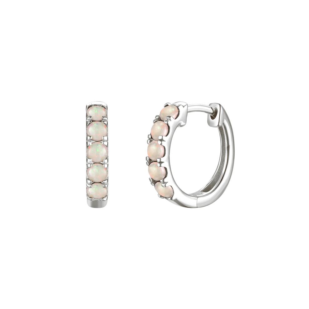Opal Hoop Earrings in 10K White Gold – Image 1 of 1