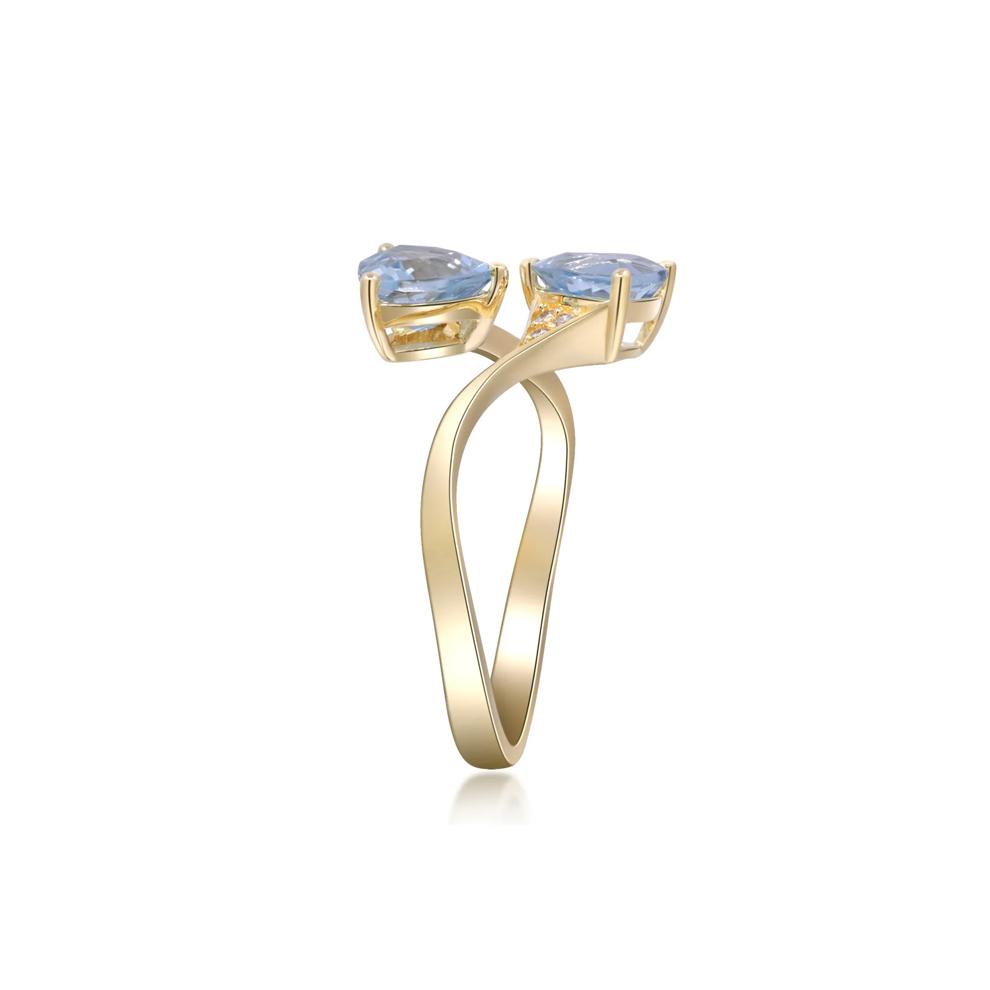 Aquamarine and Diamond Accent Bypass Ring in 10K Yellow Gold – Image 3 of 5
