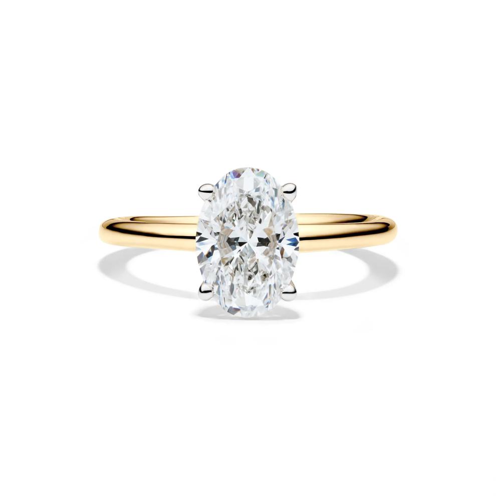 Lab Grown Diamond Oval Solitaire Engagement Ring in 14k Yellow Gold (2 ct.) – Image 1 of 4