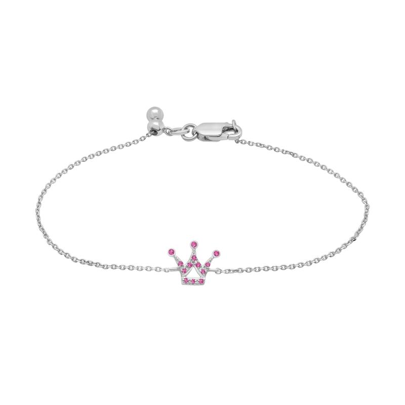 Lab-Created Pink Sapphire Crown Bracelet in Sterling Silver – Image 1 of 1