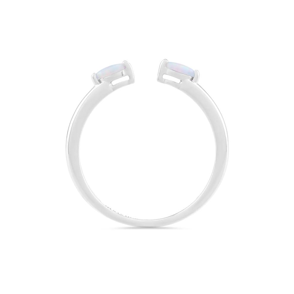 Lab-Created Opal &amp; Lab-Created White Sapphire Three-Band Ring in Sterling Silver – Image 3 of 6