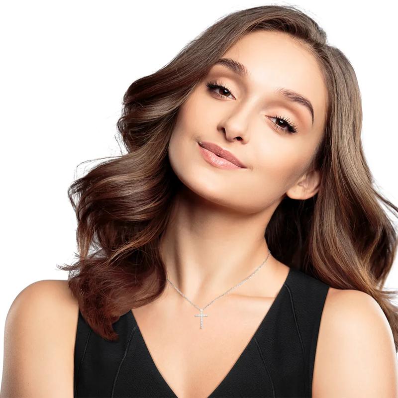 Diamond Cross Pendant in Sterling Silver &#40;1/10 ct. tw.&#41; – Image 3 of 3