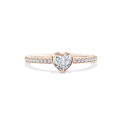 Lab Grown Diamond Heart Center Promise Ring in 10K Rose Gold (1/2 ct. tw.)