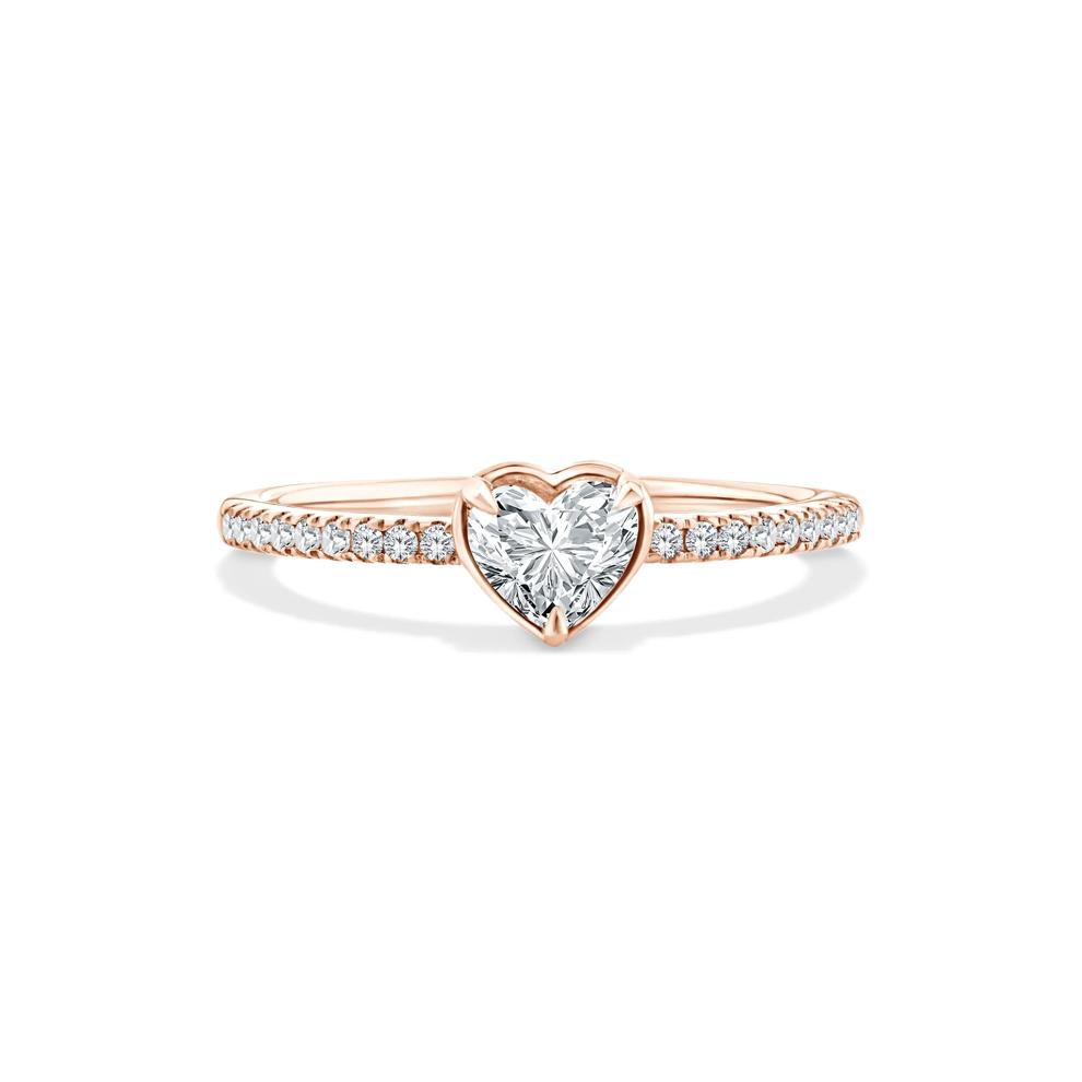 Lab Grown Diamond Heart Center Promise Ring in 10K Rose Gold (1/2 ct. tw.) – Image 1 of 4