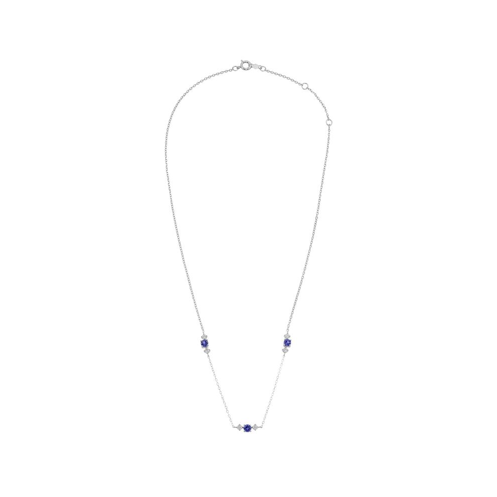 Tanzanite &amp; Diamond Station Necklace in 10K White Gold (1/4 ct. tw.) – Image 3 of 4